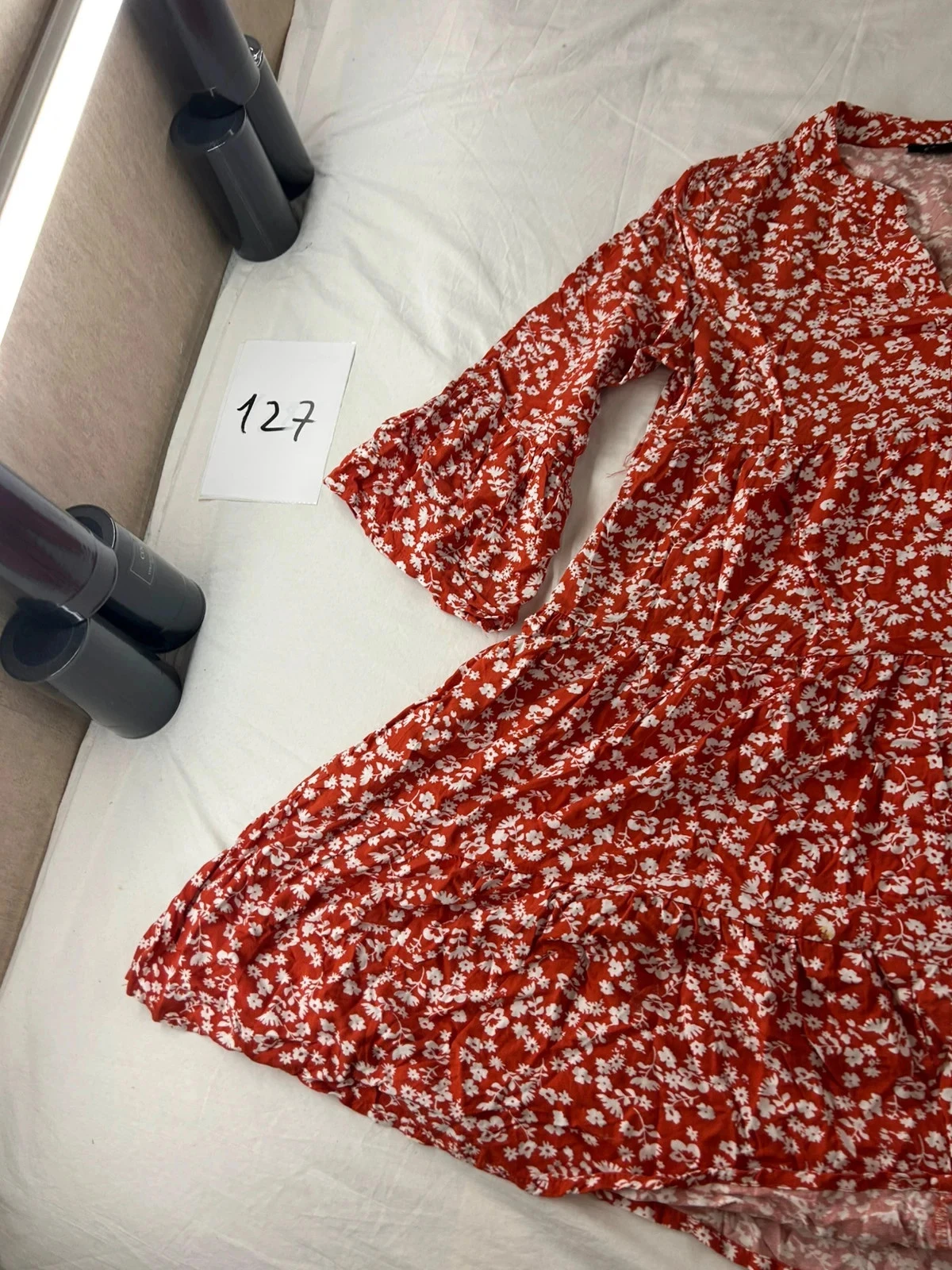 Rode lange jurk met witte print esmara – photo 4